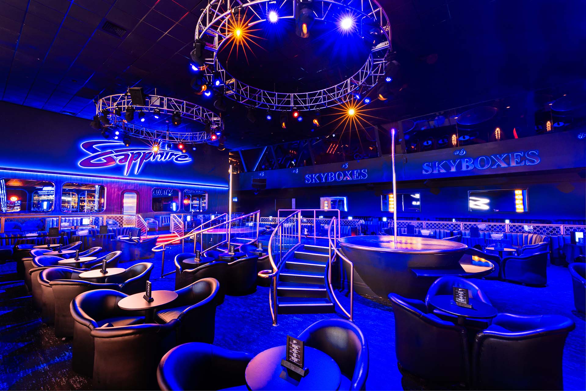 Sapphire Las Vegas Gentlemen's Club main floor stages